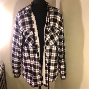 Black and white plaid zip up with warm lining